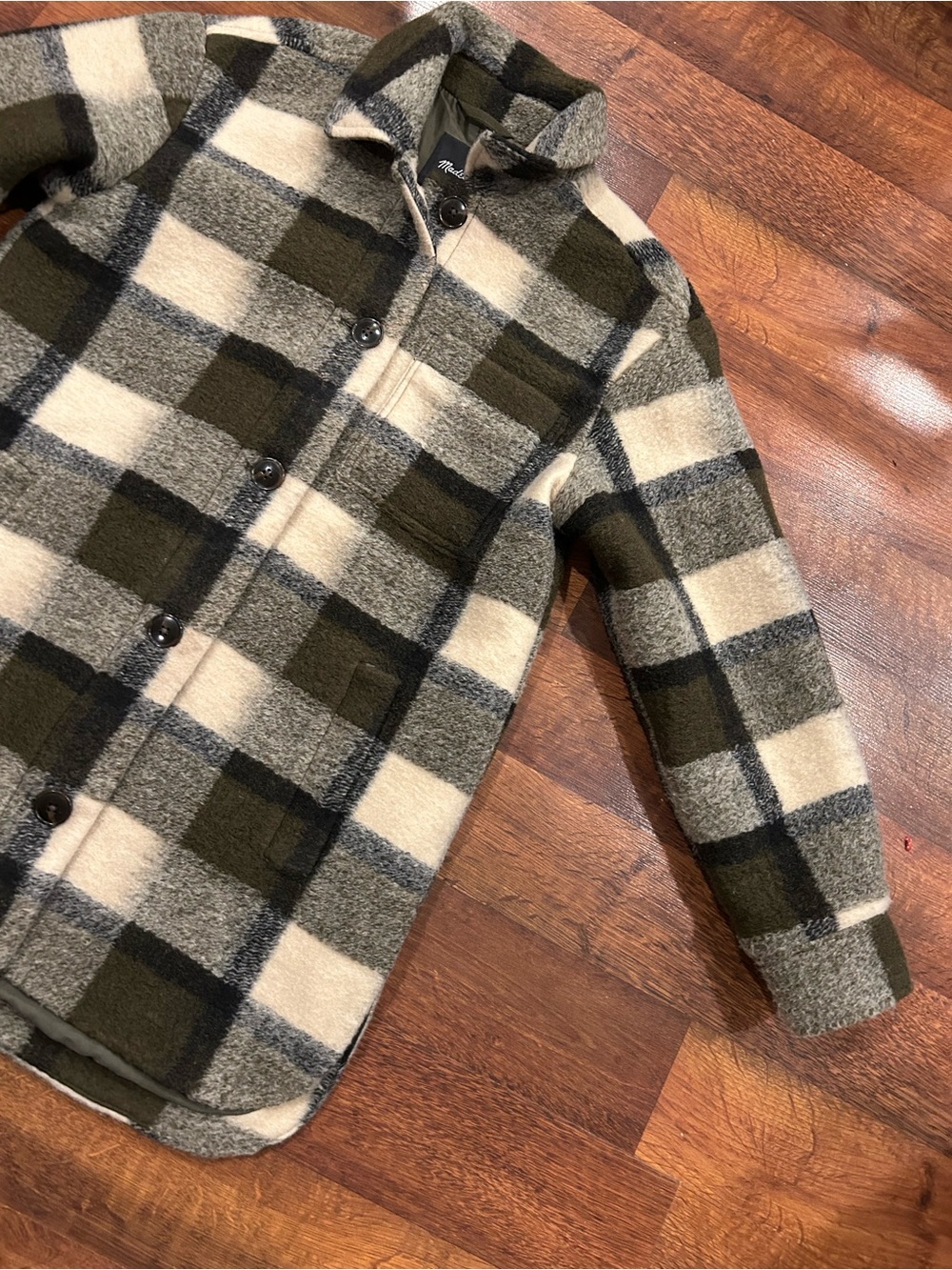 Madewell Belrose Shirt Jacket Shacket Size XS Maran Plaid Wool Blend Oversized - Picture 2 of 9
